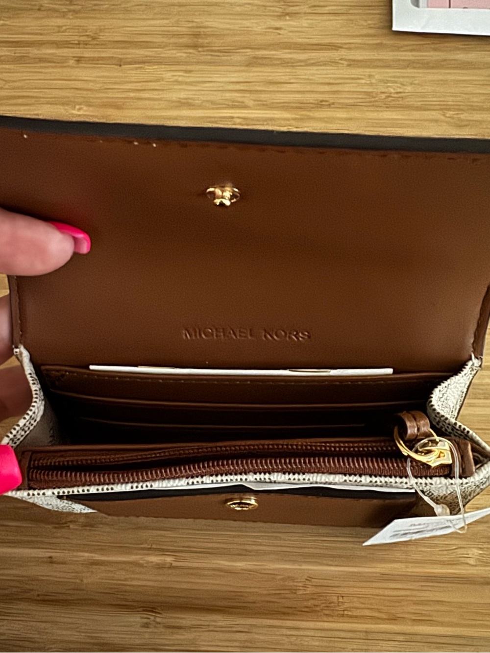 Michael Kors Beige and Brown Logo Continental Wallet - Picture 3 of 5